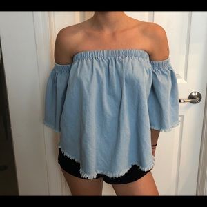 Off shoulder jean top